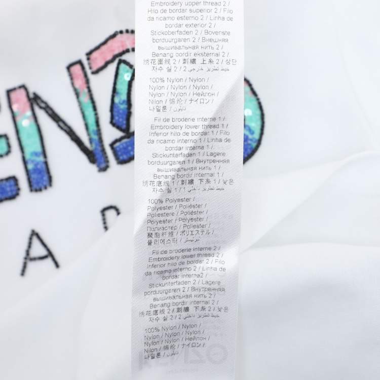 Pre Owned Kenzo White Jersey Sequin Logo T-Shirt XS
