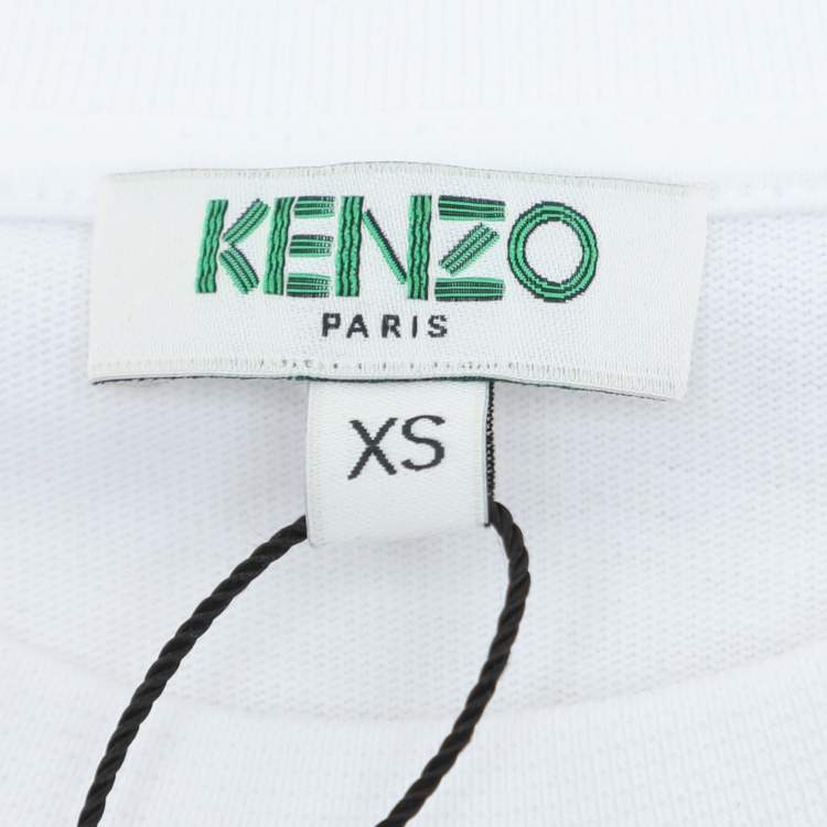 Pre Owned Kenzo White Jersey Sequin Logo T-Shirt XS