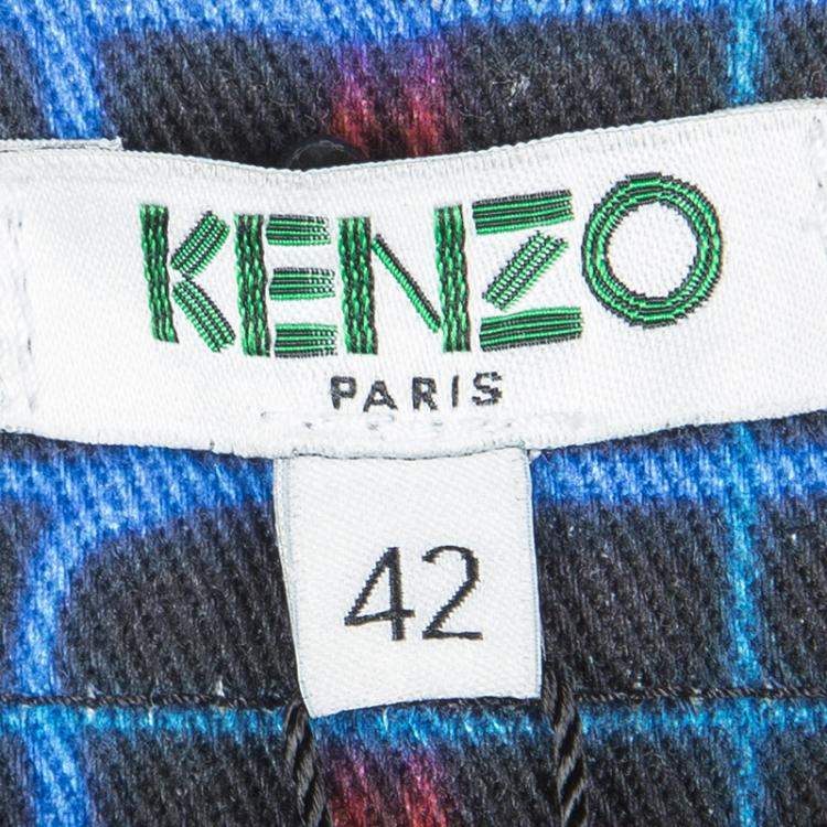 مملوكة مسبقًا Kenzo Jungle Multicolor Irregular Check Printed Denim Jeans L