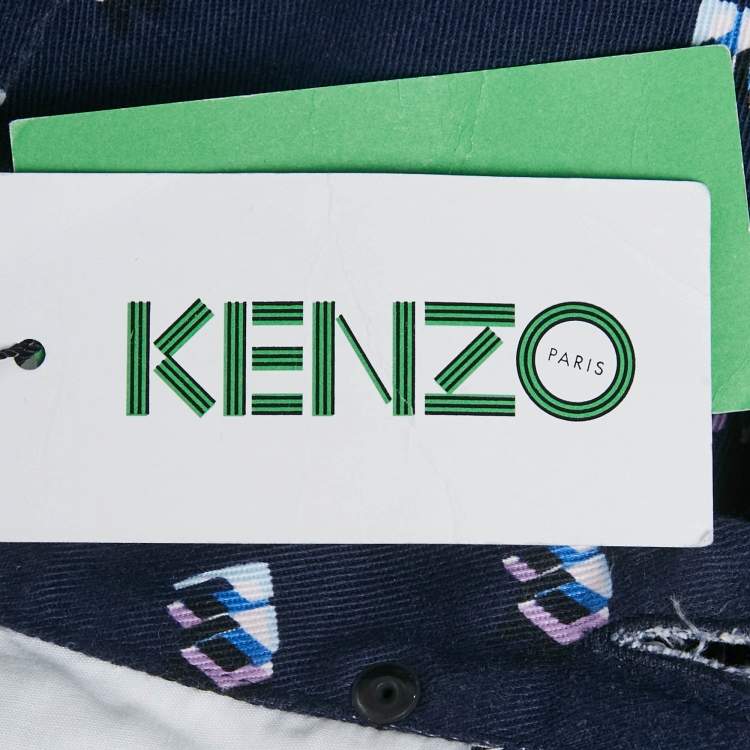 Pre Owned Kenzo Blue Printed Denim Skinny Jeans M Waist 30"