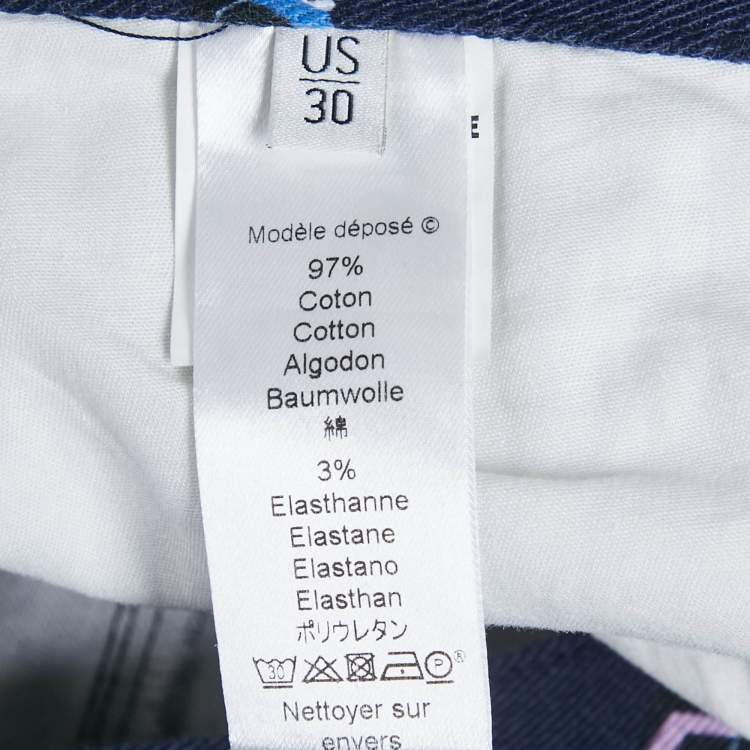 Pre Owned Kenzo Blue Printed Denim Skinny Jeans M Waist 30"