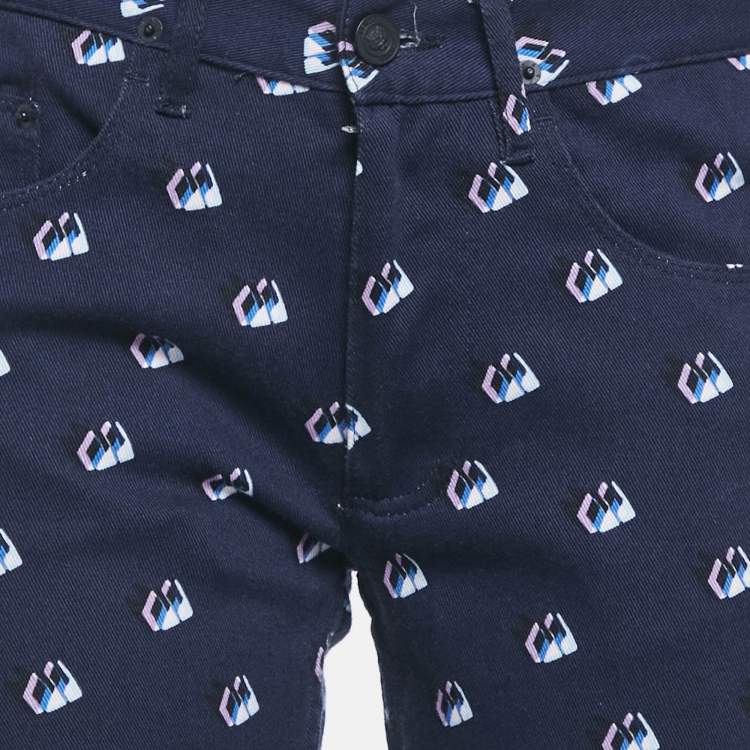 Pre Owned Kenzo Blue Printed Denim Skinny Jeans M Waist 30"