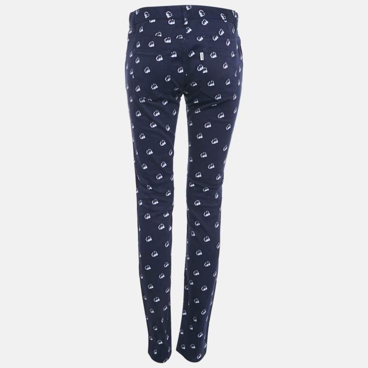 Pre Owned Kenzo Blue Printed Denim Skinny Jeans M Waist 30"