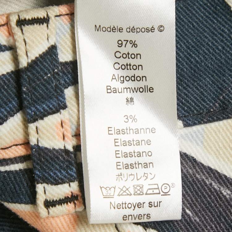 Pre Owned Kenzo Blue Printed Denim Skinny Jeans S Waist 28''