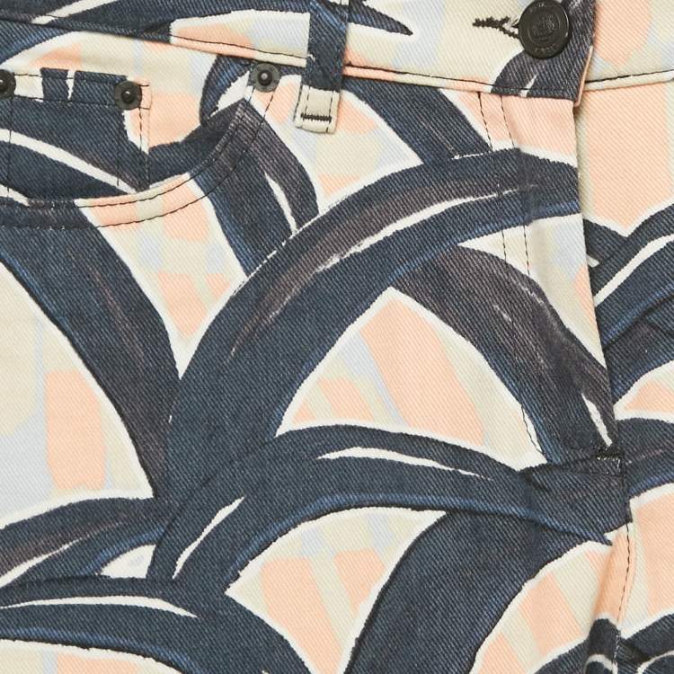 Pre Owned Kenzo Blue Printed Denim Skinny Jeans S Waist 28''