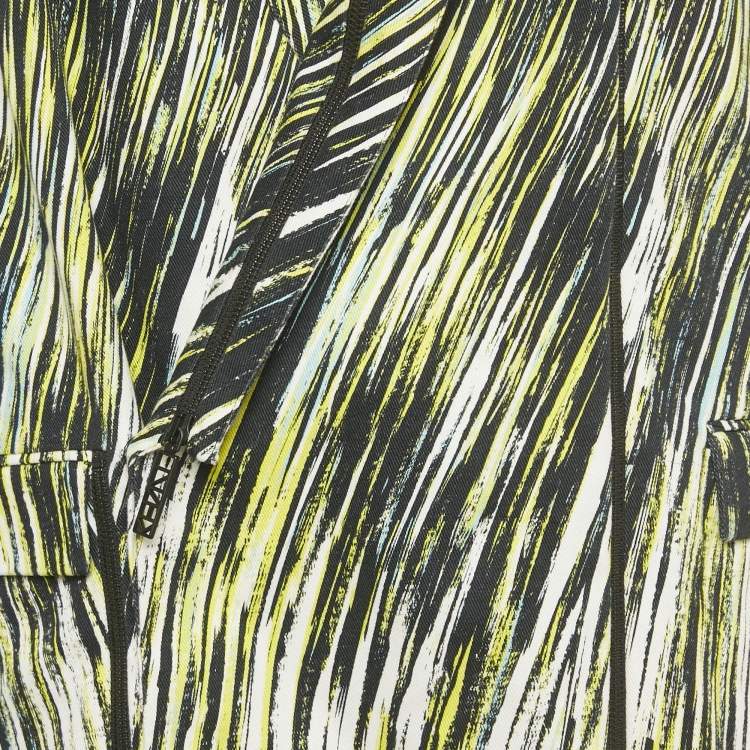 Pre Owned Kenzo Black/Green Printed Cotton Zip-Up Oversized Jacket S