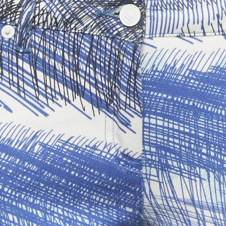 Pre Owned Kenzo Blue Printed Denim Skinny Jeans S