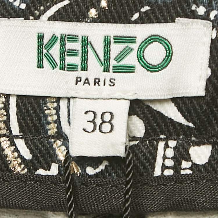 Pre Owned Kenzo Black The Eye Print Cotton Striped Jeans M Waist 30"