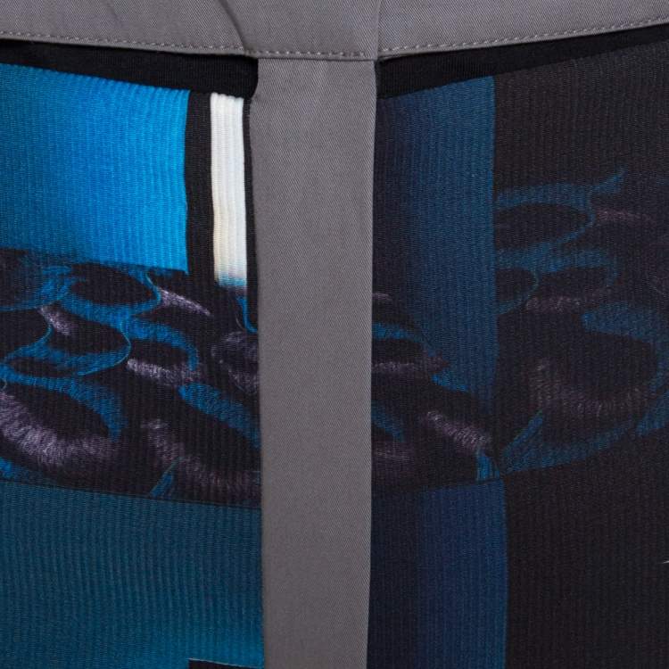 Pre Owned Kenzo Multicolor Abstract Print Side Slit Detail Fitted Skirt M