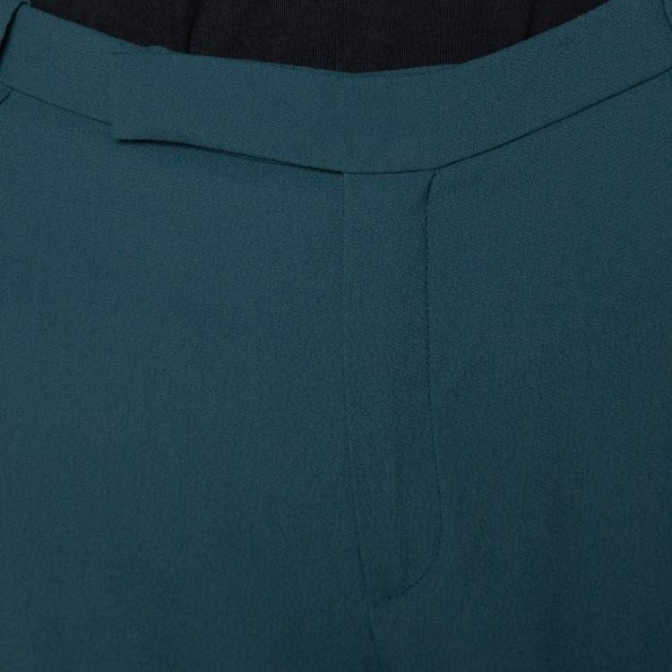 Pre Owned Kenzo Forest Green Crepe Tailored Pants M