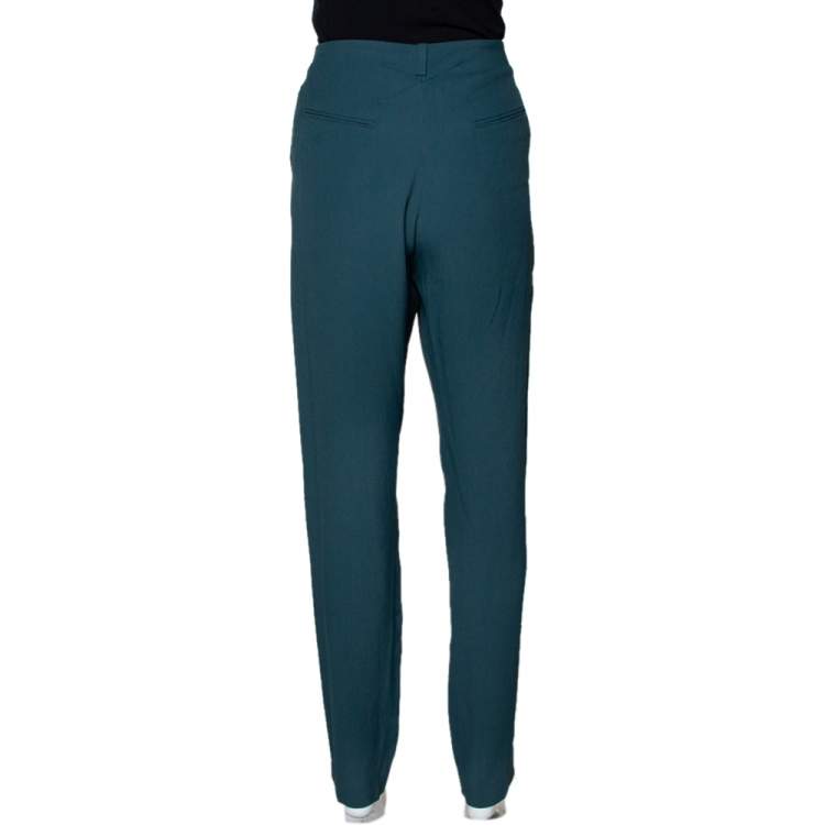 Pre Owned Kenzo Forest Green Crepe Tailored Pants M