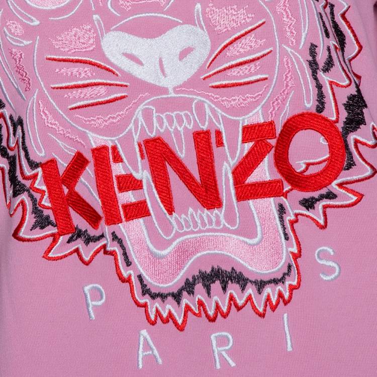 Pre Owned Kenzo Pink Cotton Bleached Tiger Fitted Sweatshirt M 