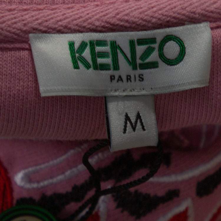 Pre Owned Kenzo Pink Cotton Bleached Tiger Fitted Sweatshirt M 