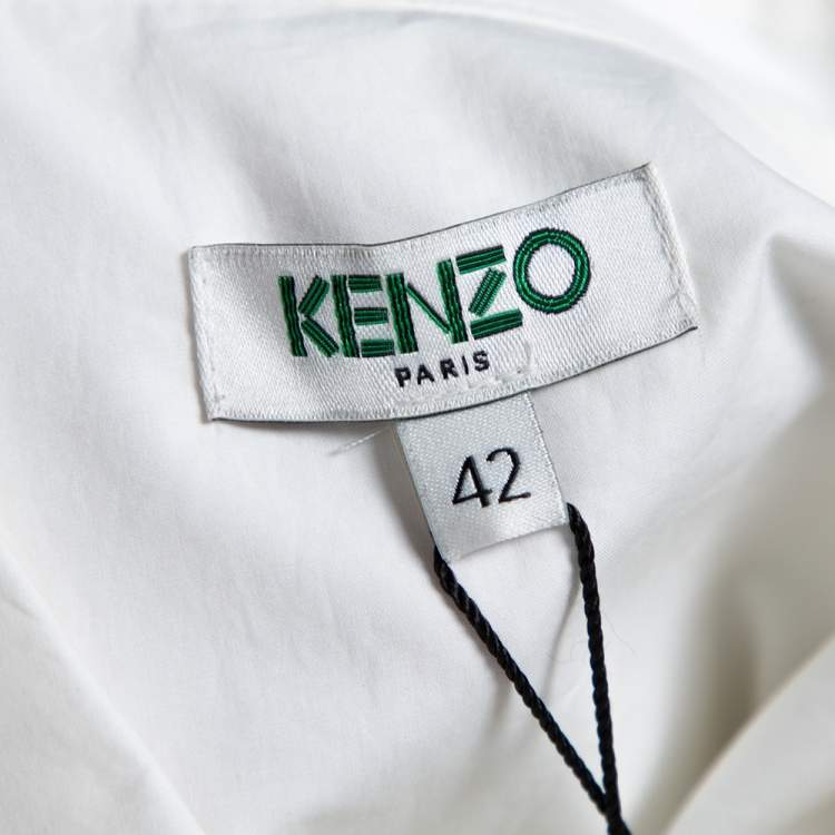 Pre Owned Kenzo White Cotton Dolphin Detail Sleeveless Shirt L