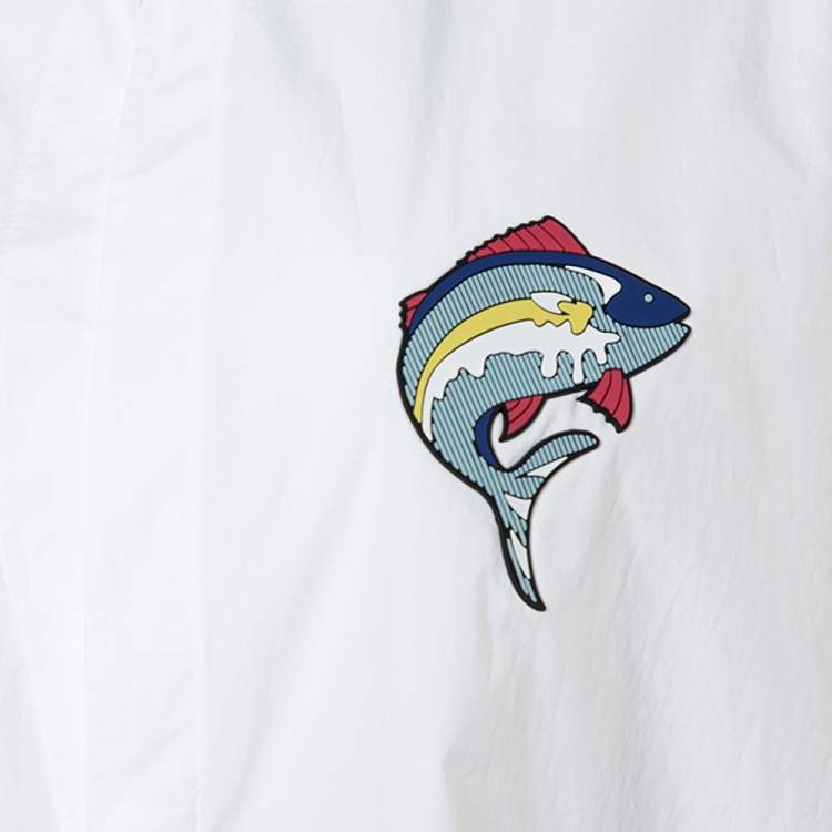 Pre Owned Kenzo White Cotton Dolphin Detail Sleeveless Shirt L