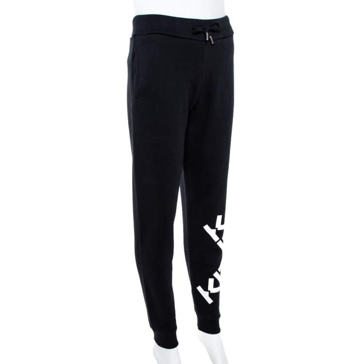 Pre Owned Kenzo Sport Black Rib Knit 'Big X' Jog Pants XS