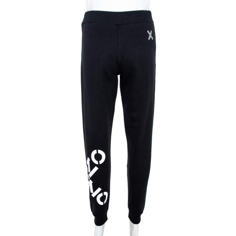Pre Owned Kenzo Sport Black Rib Knit 'Big X' Jog Pants XS