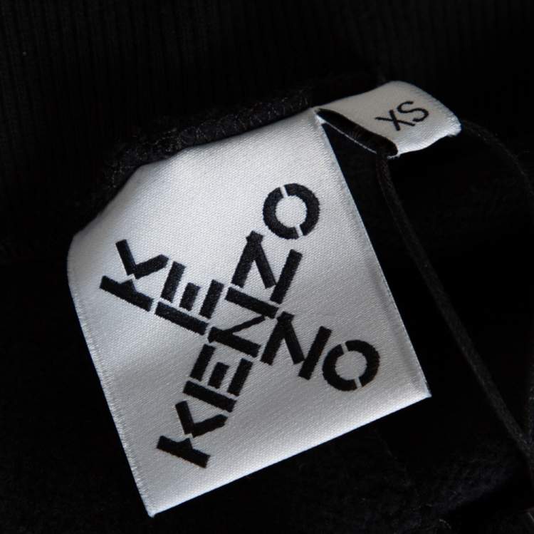 Pre Owned Kenzo Sport Black Rib Knit 'Big X' Jog Pants XS