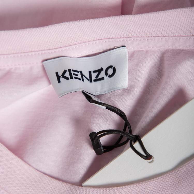 مملوكة مسبقًا Kenzo Light Pink Cotton Tiger Logo Printed T-Shirt XS