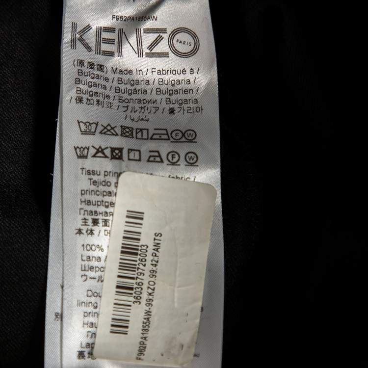 Pre Owned Kenzo Black Wool Pleat Detailed Belted Cropped Culottes L 