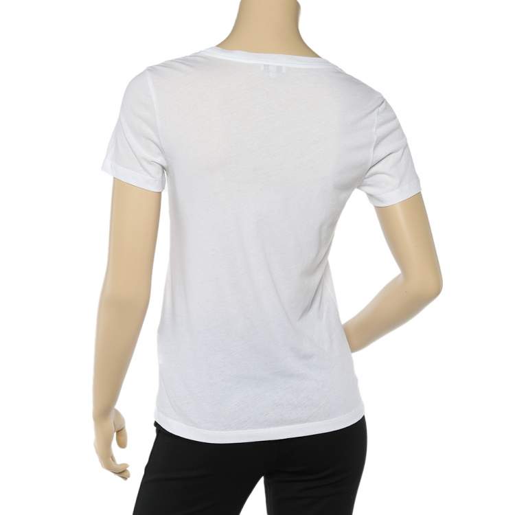Pre Owned Kenzo White Flocked Eye Cotton Knit T-Shirt S