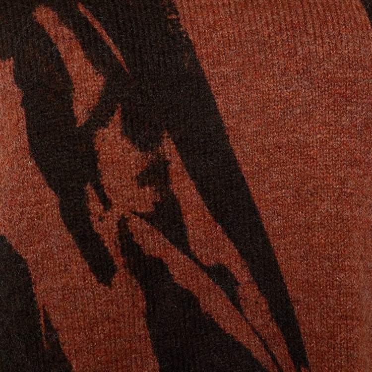 مملوكة مسبقًا Kenzo Brown Pleat Camo Print Wool Blend Jumper L