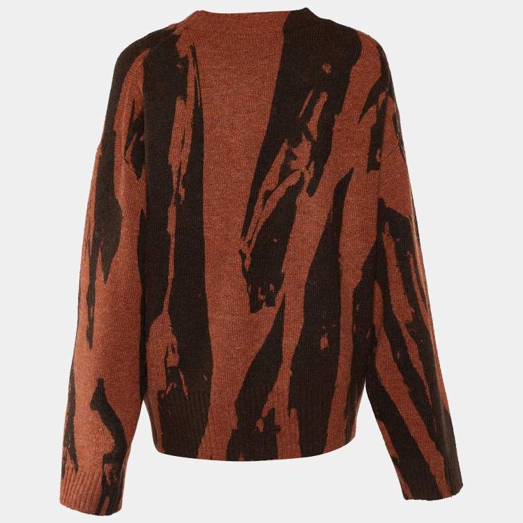 مملوكة مسبقًا Kenzo Brown Pleat Camo Print Wool Blend Jumper L
