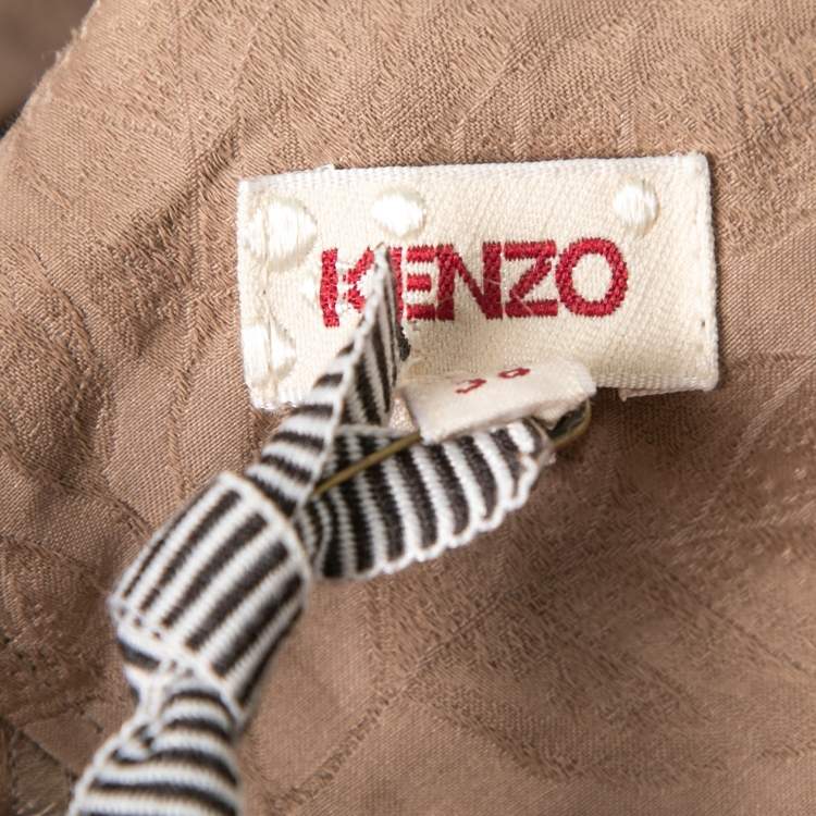 Pre Owned Kenzo Brown Cotton Floral Embroidered Sleeveless Jumpsuit M