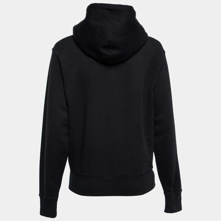 Pre Owned Kenzo Black Tiger Logo Embroidered Cotton Hoodie S