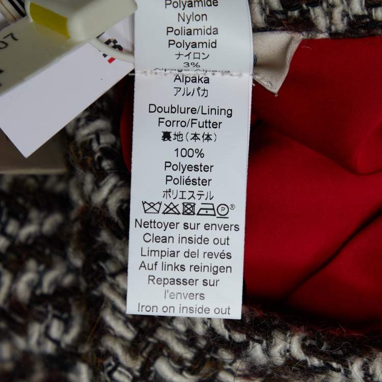 Pre Owned Kenzo Brown & Beige Checkered Wool Crop Cape M