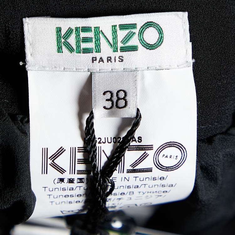 Pre Owned Kenzo Black Pleated Chiffon Belted Midi Skirt M