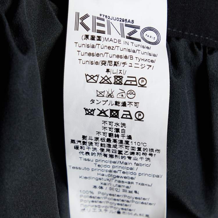 Pre Owned Kenzo Black Pleated Chiffon Belted Midi Skirt M