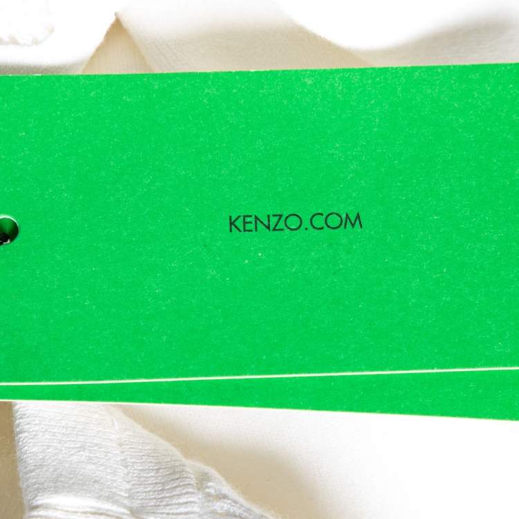 Pre Owned Kenzo White Perforated Knit Fit & Flare Dress M