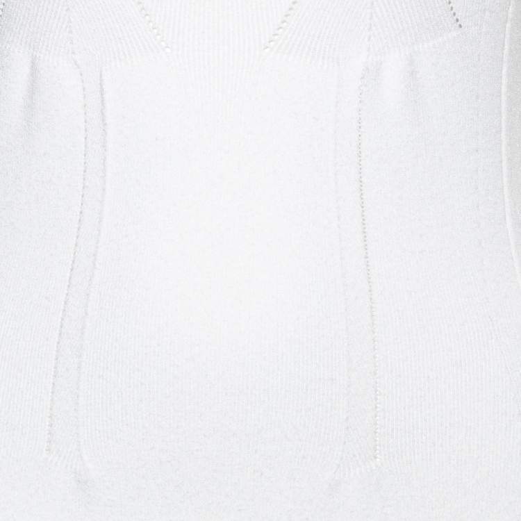 Pre Owned Kenzo White Perforated Knit Fit & Flare Dress M