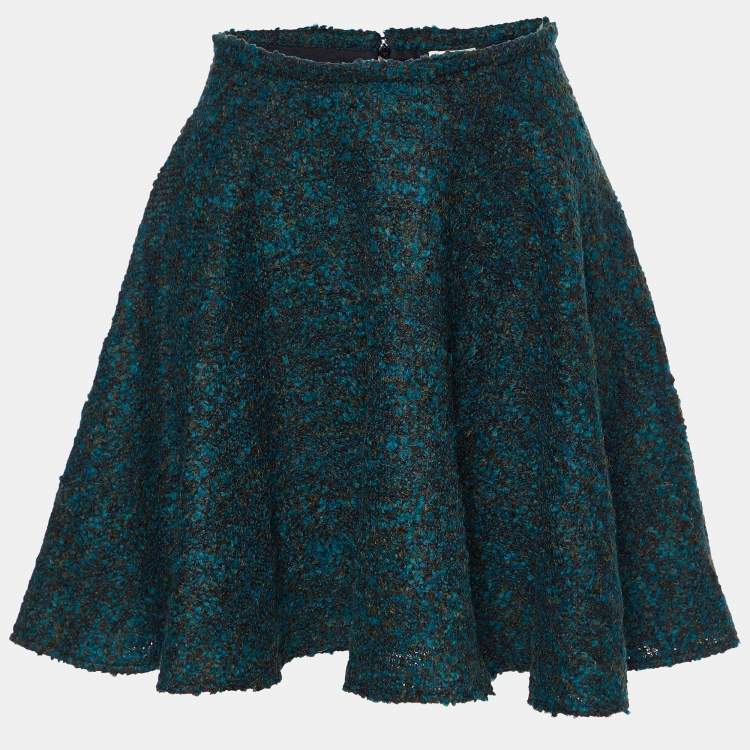 Pre Owned Kenzo Dark Green Boucle Mini Skirt M
