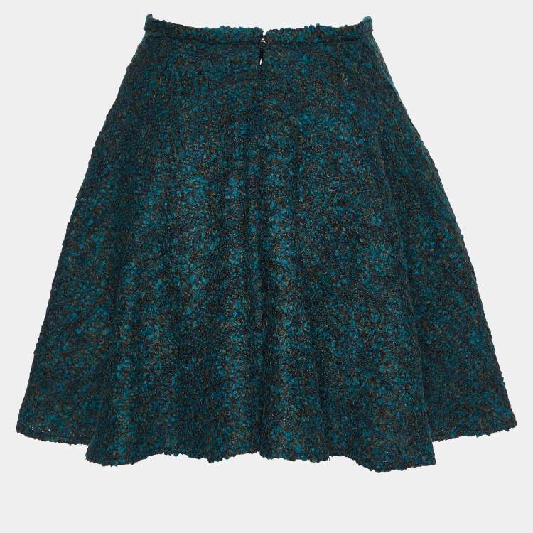 Pre Owned Kenzo Dark Green Boucle Mini Skirt M