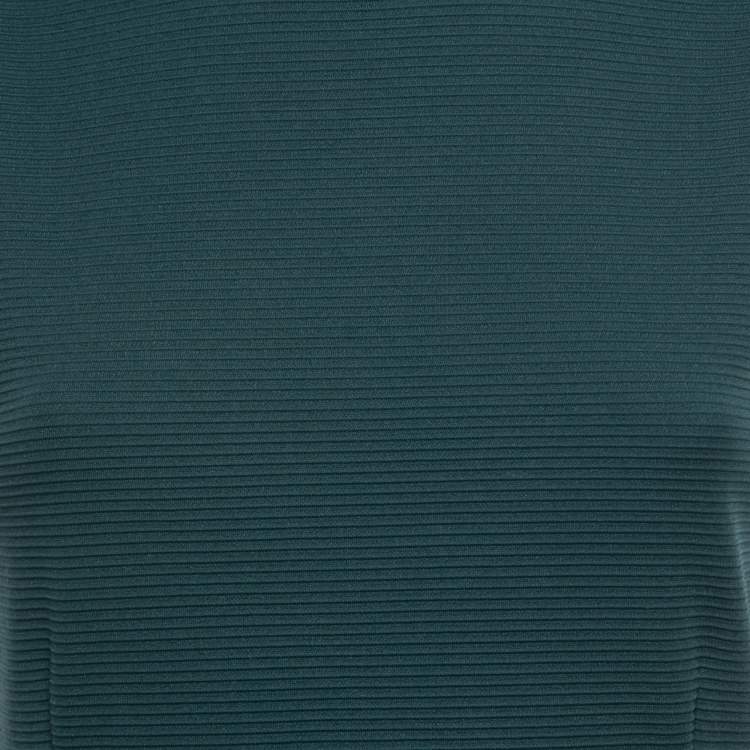 Pre Owned Kenzo Dark Green Textured Knit Zip Detailed Sleeveless Top M