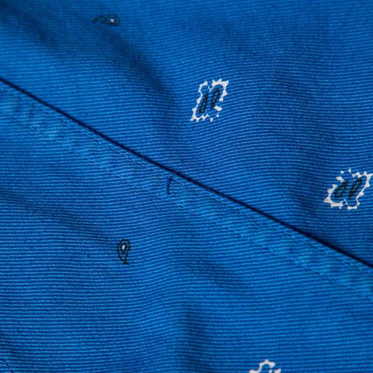 Pre Owned Kenzo Blue Printed Denim Mini Skirt M