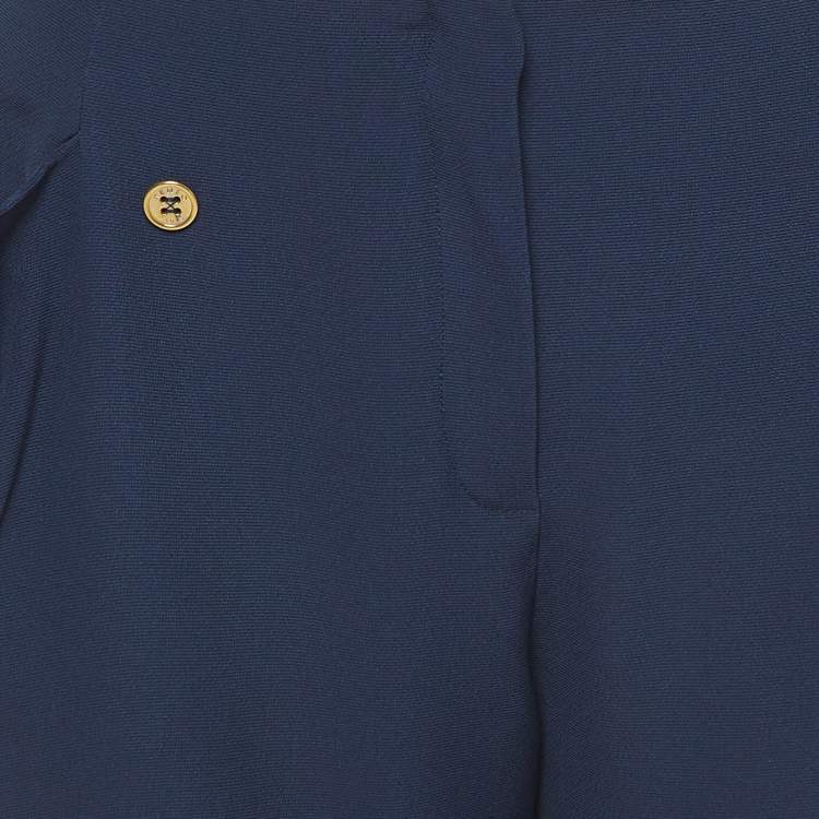 Pre Owned Kenzo Navy Blue Crepe Trousers L