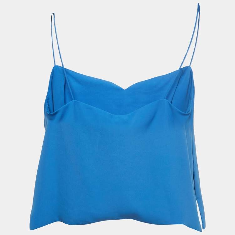 Pre Owned Kenzo Blue Crepe Sweetheart Neck Strappy Top M