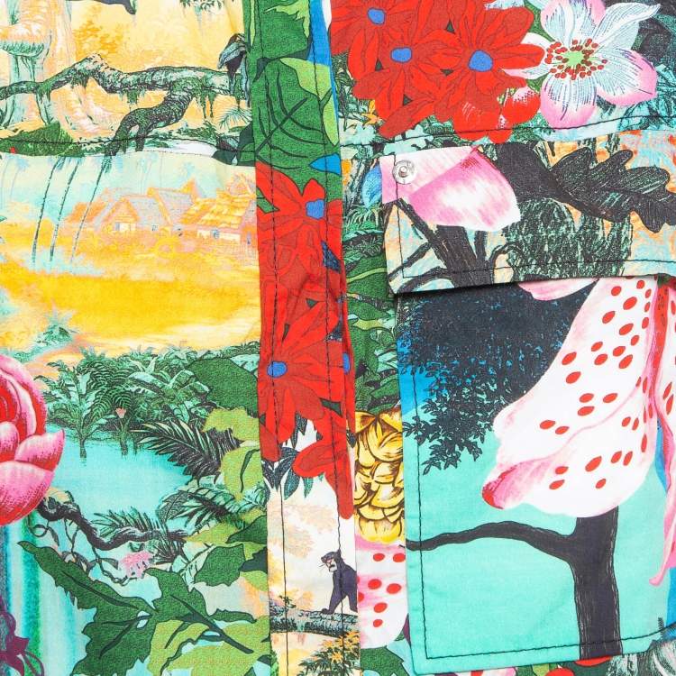 Pre Owned Kenzo X Disney Multicolor The Jungle Book Print Cotton Short Sleeve Shirt M