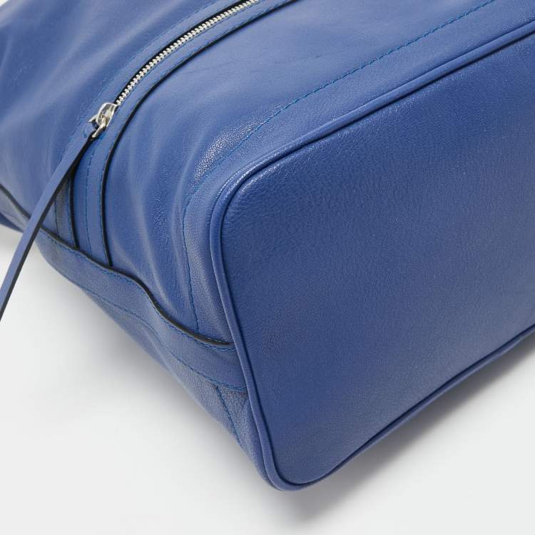 Pre Owned Kenzo Blue Leather Front Zip Bucket Bag