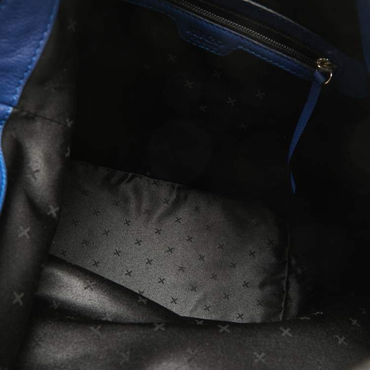Pre Owned Kenzo Blue Leather Front Zip Bucket Bag