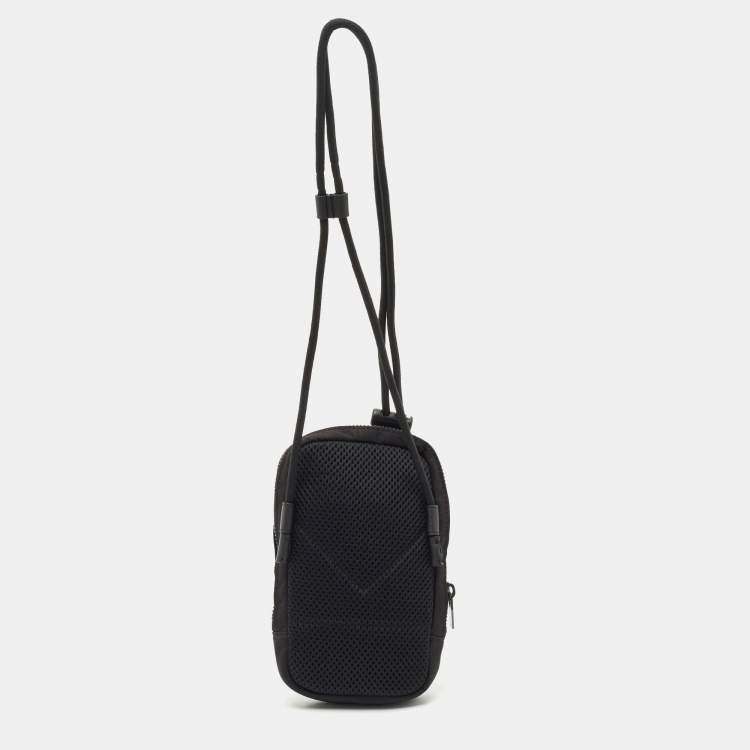 Pre Owned Kenzo Black Nylon Embroidered Phone Holder Crossbody Bag