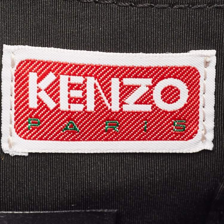 Pre Owned Kenzo Black Nylon Embroidered Phone Holder Crossbody Bag