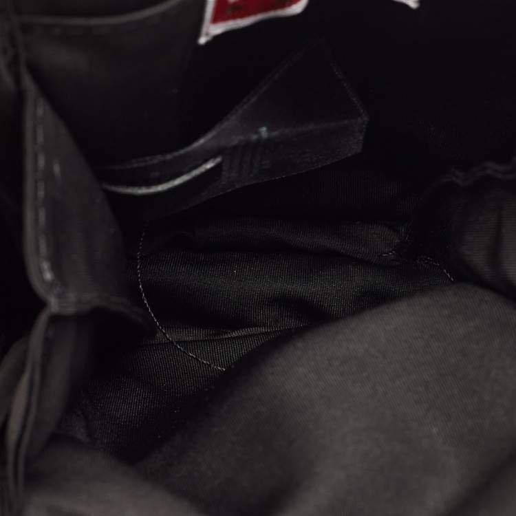 Pre Owned Kenzo Black Nylon Embroidered Phone Holder Crossbody Bag