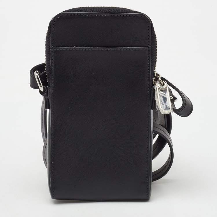 Pre Owned Kenzo Black Leather Phone Card Holder Crossbody Bag