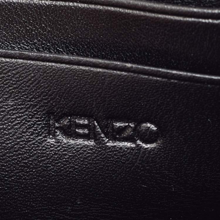 Pre Owned Kenzo Black Leather Phone Card Holder Crossbody Bag
