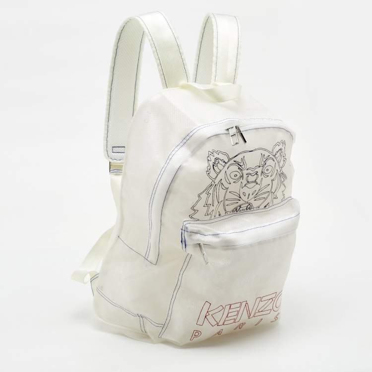 مملوكة مسبقًا Kenzo White/Transparent Mesh Tiger Backpack