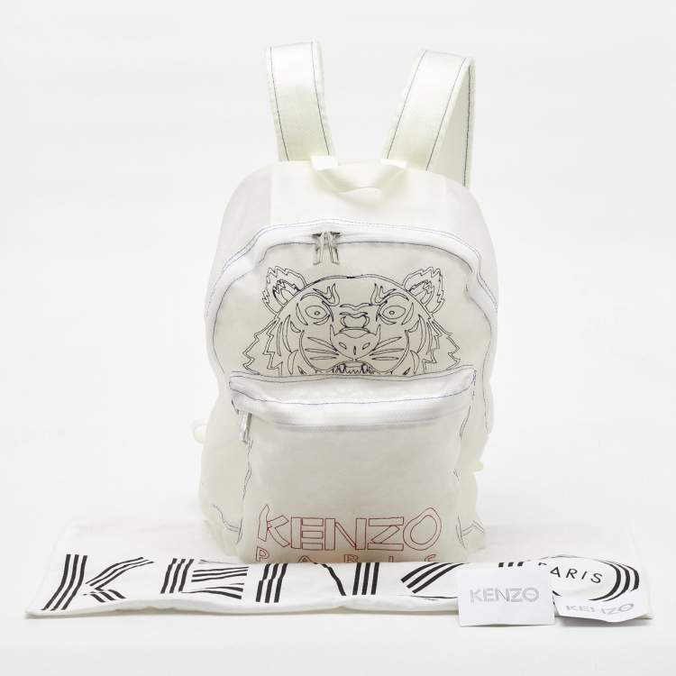 مملوكة مسبقًا Kenzo White/Transparent Mesh Tiger Backpack